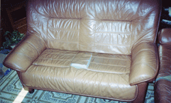 частичная перетяжка кожаного дивана